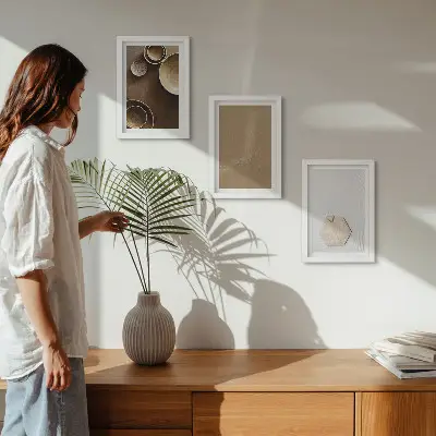 3-piece wall art set with minimalist textures in warm colors
