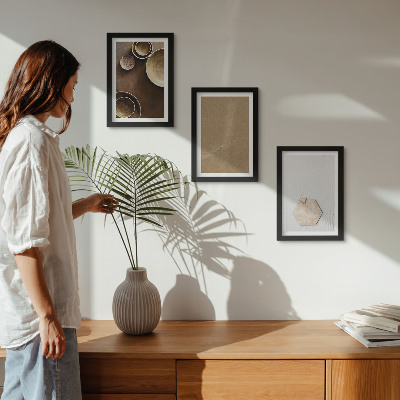 3-piece wall art set Minimalist textures in warm colors