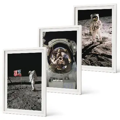 NASA Moon Astronaut Landing Wall Art set of 3 framed pieces