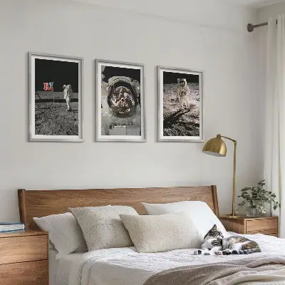 NASA Moon Astronaut Landing Wall Art set of 3 framed pieces