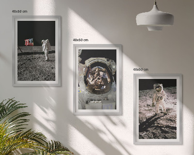 Set of 3 framed wall art pieces NASA Moon Astronaut Landing