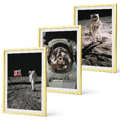 NASA Moon Astronaut Landing Wall Art set of 3 framed pieces