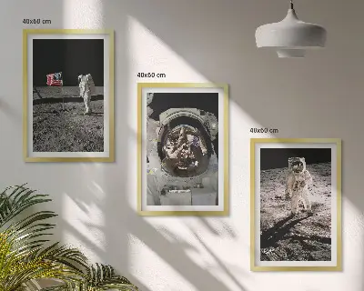 NASA Moon Astronaut Landing Wall Art set of 3 framed pieces
