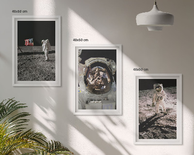 Set of 3 framed wall art pieces NASA Moon Astronaut Landing