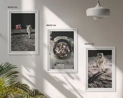 NASA Moon Astronaut Landing Wall Art set of 3 framed pieces