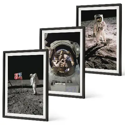 NASA Moon Astronaut Landing Wall Art set of 3 framed pieces