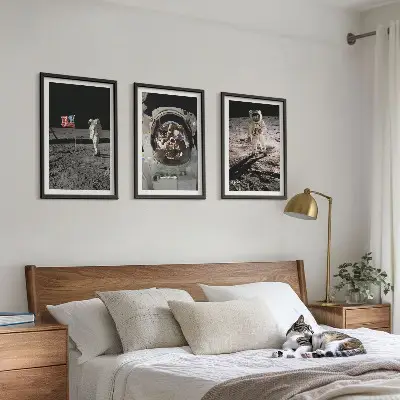 NASA Moon Astronaut Landing Wall Art set of 3 framed pieces