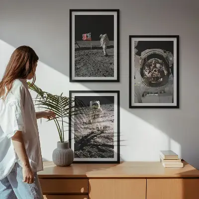NASA Moon Astronaut Landing Wall Art set of 3 framed pieces