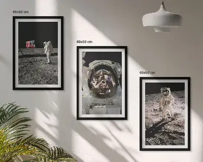 NASA Moon Astronaut Landing Wall Art set of 3 framed pieces
