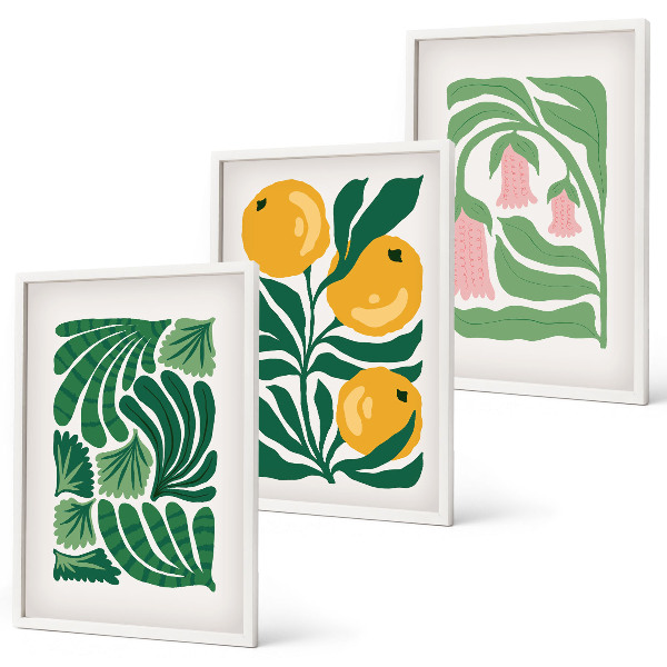 Wall art set Minimalist plant patterns