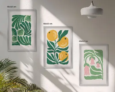Minimalist plant wall art set patterned illustrations