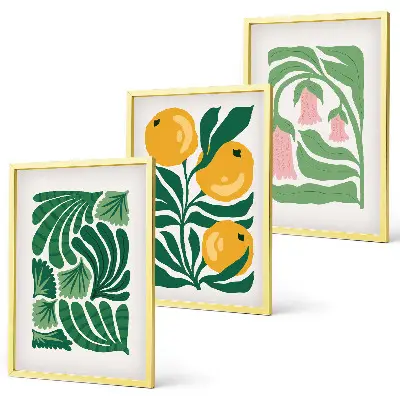 Minimalist plant wall art set patterned illustrations