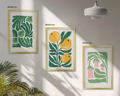 Minimalist plant wall art set patterned illustrations
