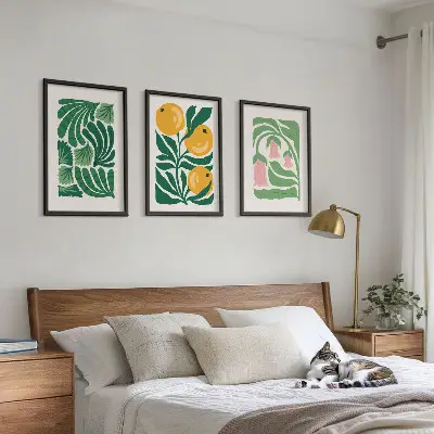 Minimalist plant wall art set patterned illustrations