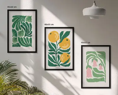 Minimalist plant wall art set patterned illustrations