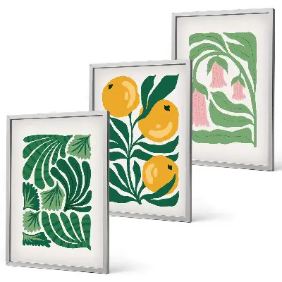 Minimalist plant wall art set patterned illustrations
