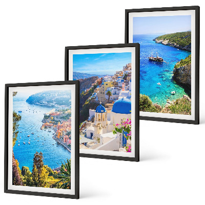 Three-piece wall art piece Greek views of Santorini Oia