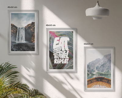 Wall art set Waterfall mountains nature boat