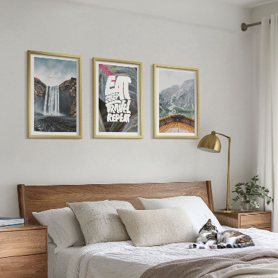 Wall art set Waterfall mountains nature boat