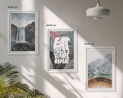 Wall art set Waterfall mountains nature boat