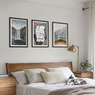 Wall art set Waterfall mountains nature boat