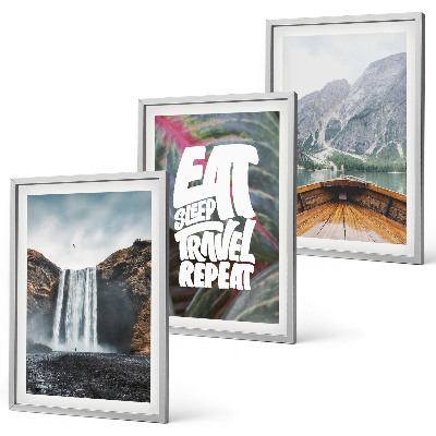 Wall art set Waterfall mountains nature boat
