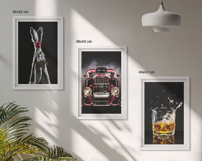 Three-piece wall art piece Women's legs rose car whisky