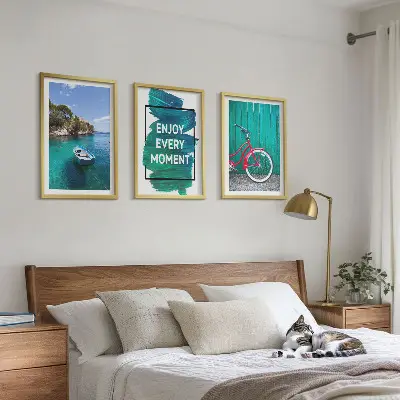 Wall art set featuring sea boat and bike inspiration