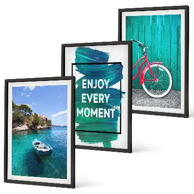 Wall art set featuring sea boat and bike inspiration