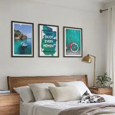 Wall art set featuring sea boat and bike inspiration