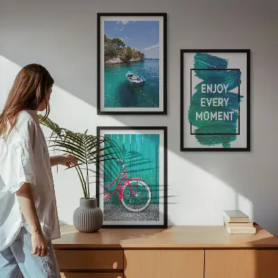 Wall art set featuring sea boat and bike inspiration