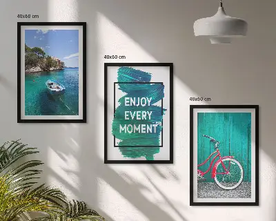 Wall art set featuring sea boat and bike inspiration