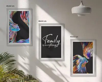 Three-piece wall art set colorful portrait patterns of a family