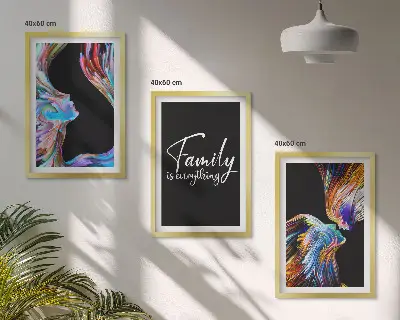 Three-piece wall art set colorful portrait patterns of a family