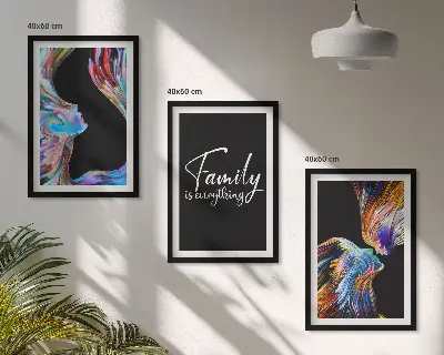 Three-piece wall art set colorful portrait patterns of a family