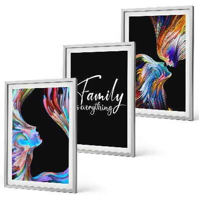 Three-piece wall art set colorful portrait patterns of a family