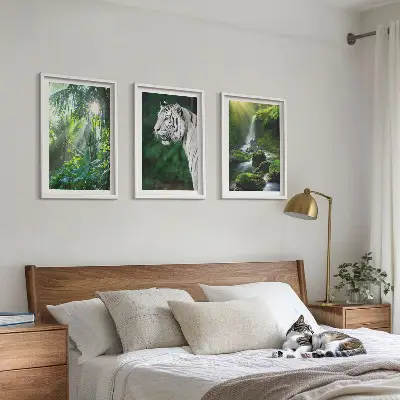 Jungle tiger waterfall wall art set of 3 framed pieces