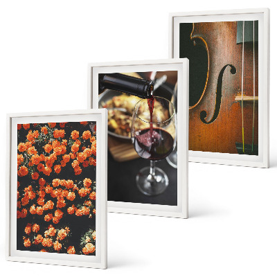 Wall art set Vintage flowers wine violin
