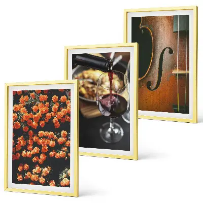 Wall art set featuring vintage flowers, wine, and a violin
