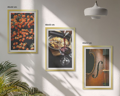 Wall art set Vintage flowers wine violin