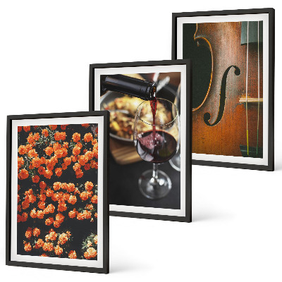 Wall art set Vintage flowers wine violin