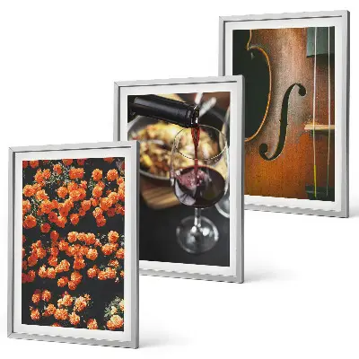Wall art set featuring vintage flowers, wine, and a violin