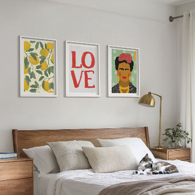 Three-piece wall art piece Lemons LOVE portrait of Frida