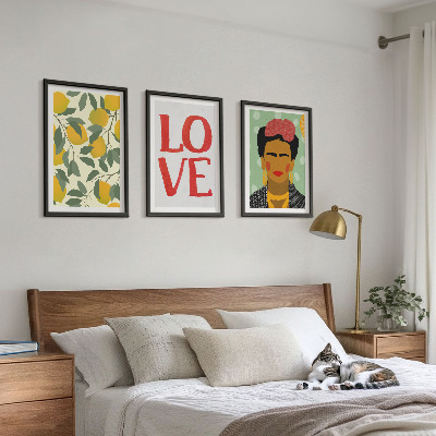 Three-piece wall art piece Lemons LOVE portrait of Frida
