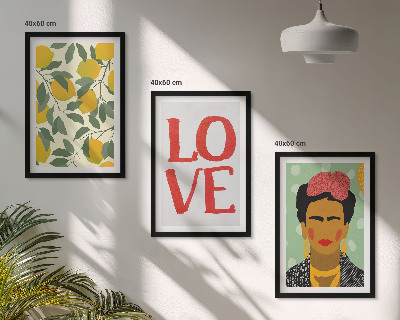 Three-piece wall art piece Lemons LOVE portrait of Frida
