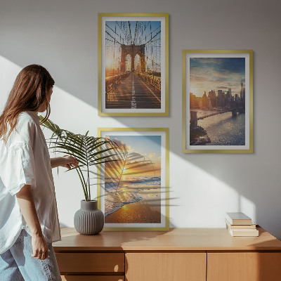 Wall art set Bridges sunsets city
