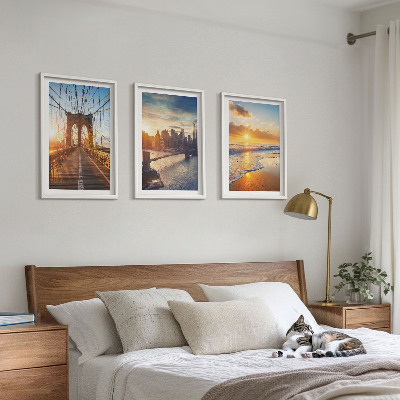 Wall art set Bridges sunsets city