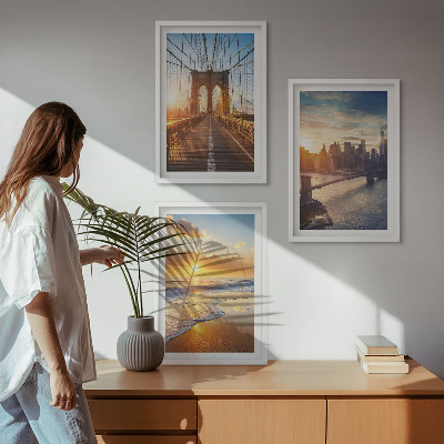Wall art set Bridges sunsets city
