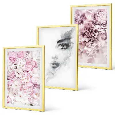 Peonies portrait of a woman wall art three-piece set in black and white