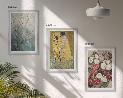 Set of 3 framed wall art pieces Flowers of the tree painting Klimt